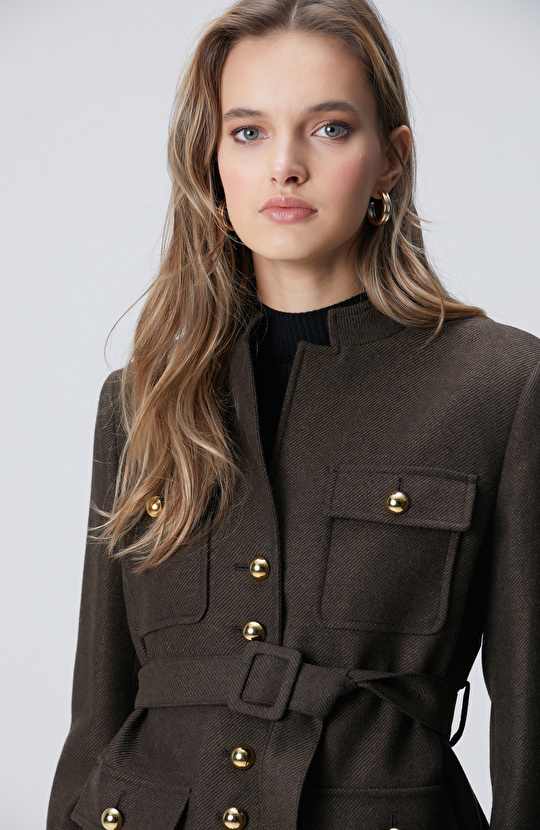 Khaki Wool Blend Jacket