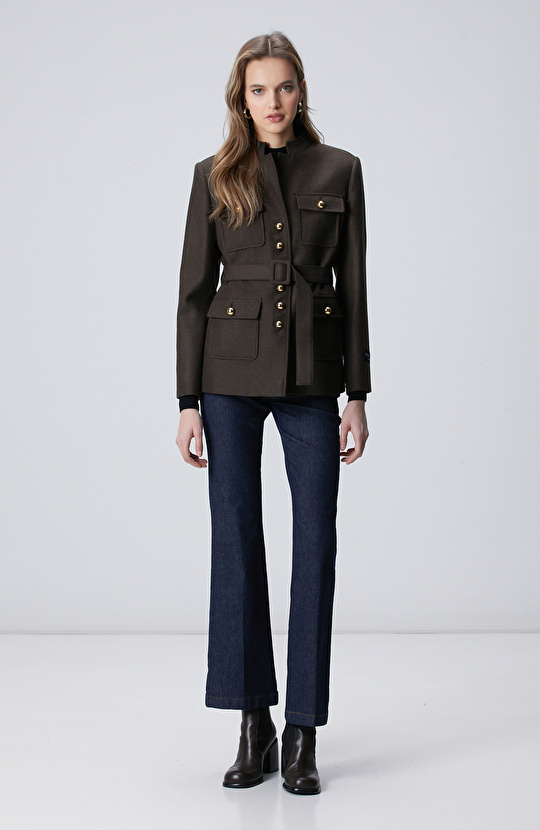 Khaki Wool Blend Jacket