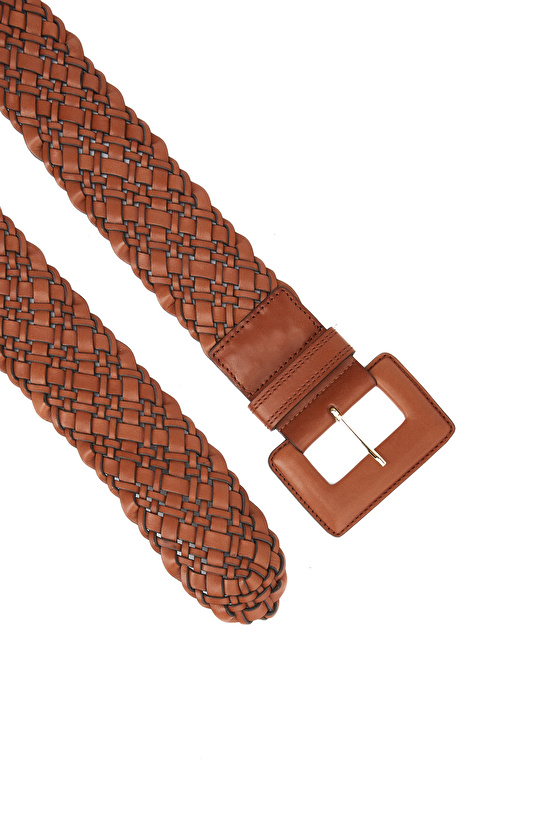 Kahverengi Kadın Örgü Deri Kemer