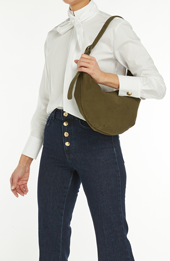 Haki Kadın Süet Çanta