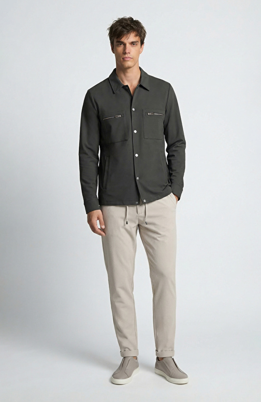 N-Tech Khaki Double Pocket Snapback Outer Shirt