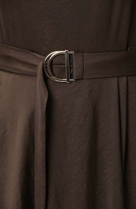 Bitter Brown Degaje Neck Dress