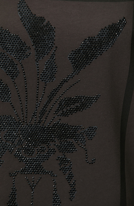 Kahverengi Royal Desen Taş Baskılı T-shirt