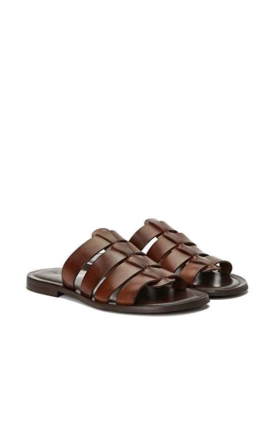 Bitter Brown Men's Casual Casual Leather Slippers
