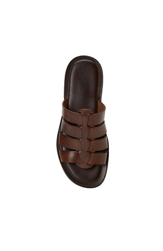 Acı Kahve Erkek Günlük Rahat Deri Terlik