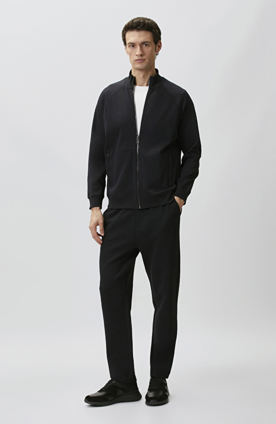Siyah Fermuarlı Sweatshirt