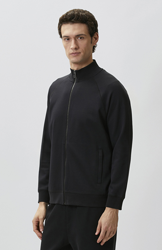 Siyah Fermuarlı Sweatshirt