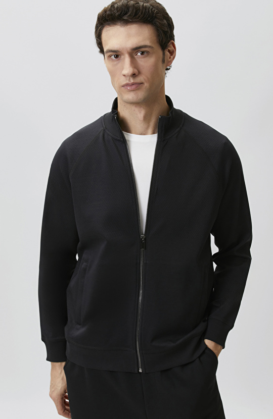 Siyah Fermuarlı Sweatshirt