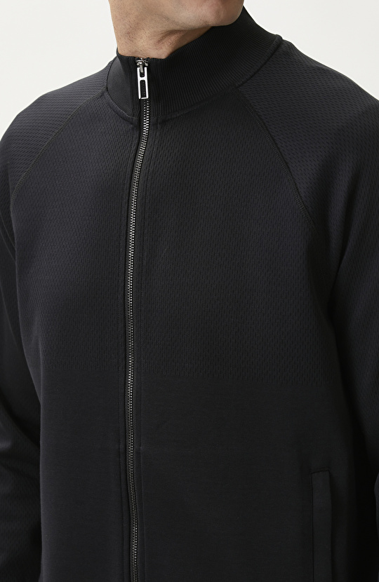 Siyah Fermuarlı Sweatshirt