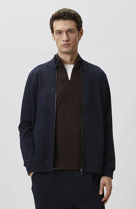 Lacivert Fermuarlı Sweatshirt