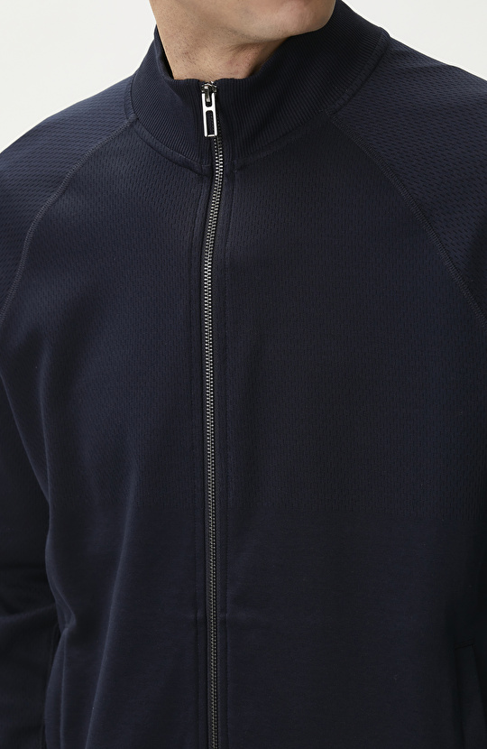 Lacivert Fermuarlı Sweatshirt