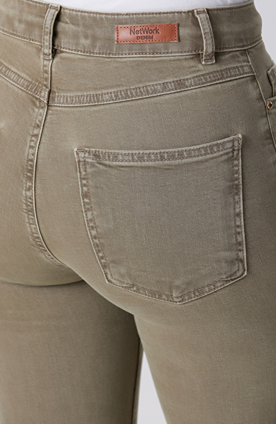 Slim Fit Haki Denim Pantolon