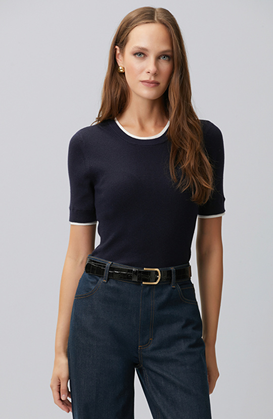 Double Color Short Sleeve Knitwear