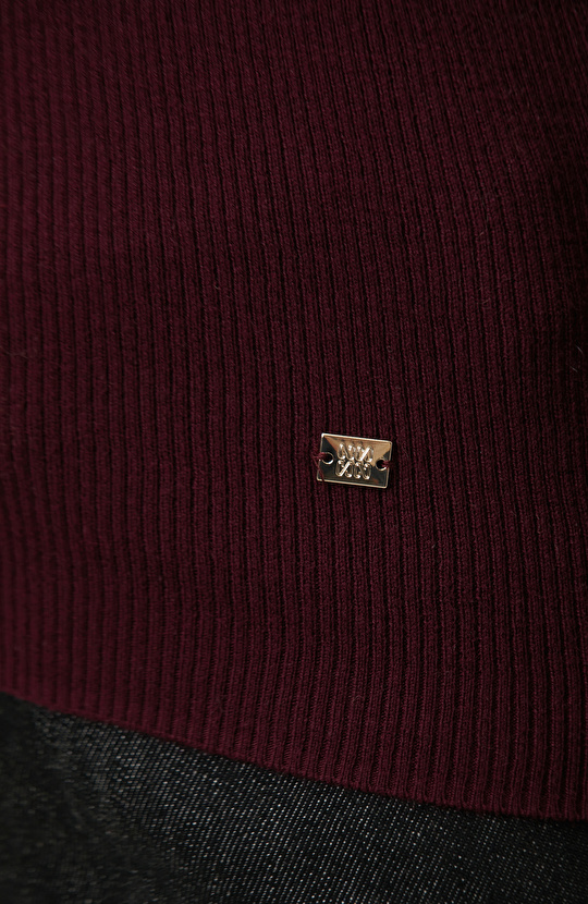 Burgundy Double Color Knitwear Sweater