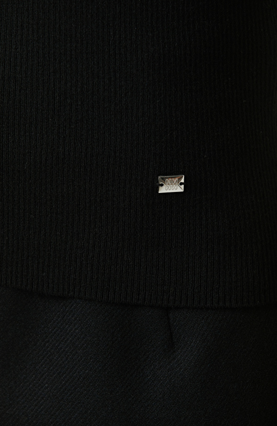 Black Short Sleeve Wool Blend Knitwear Sweater
