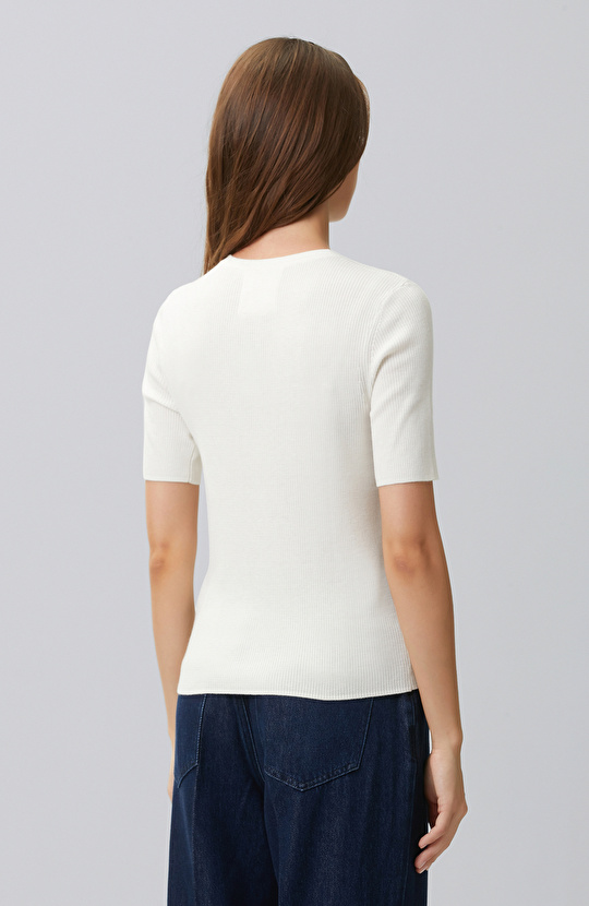 Off White Short Sleeve Wool Blend Knitwear Sweater