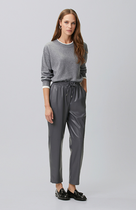 Grey Double Color Oversize Wool Blend Knitwear Sweater