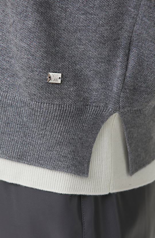 Grey Double Color Oversize Wool Blend Knitwear Sweater