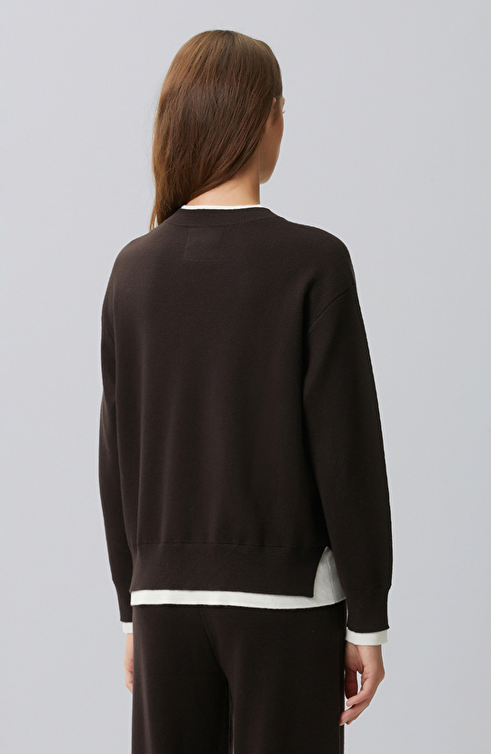 Bitter Brown Double Color Oversize Sweater