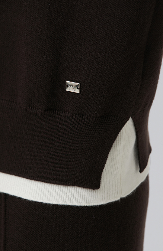 Bitter Brown Double Color Oversize Sweater