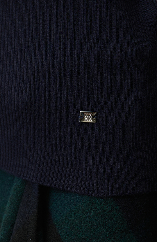 Navy Blue Polo Neck Knitwear Sweater