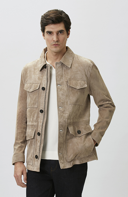Limited Vizon Süet Deri Coat Ceket