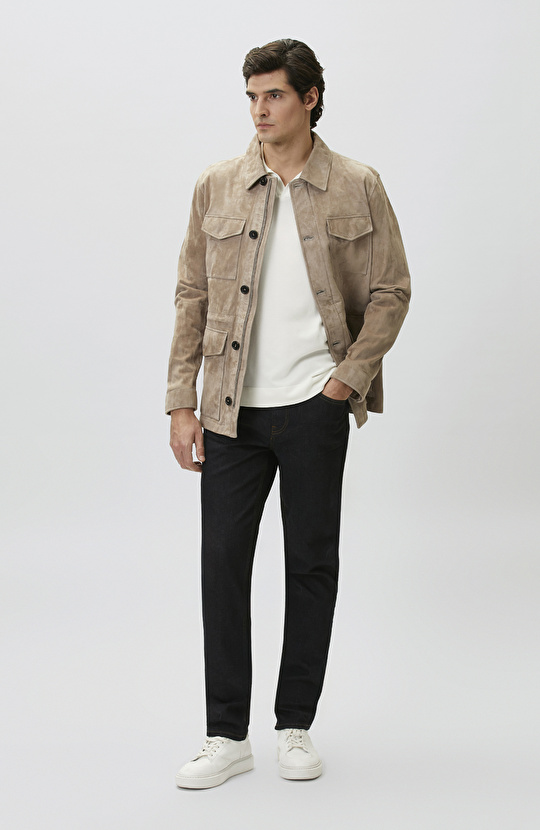 Limited Vizon Süet Deri Coat Ceket