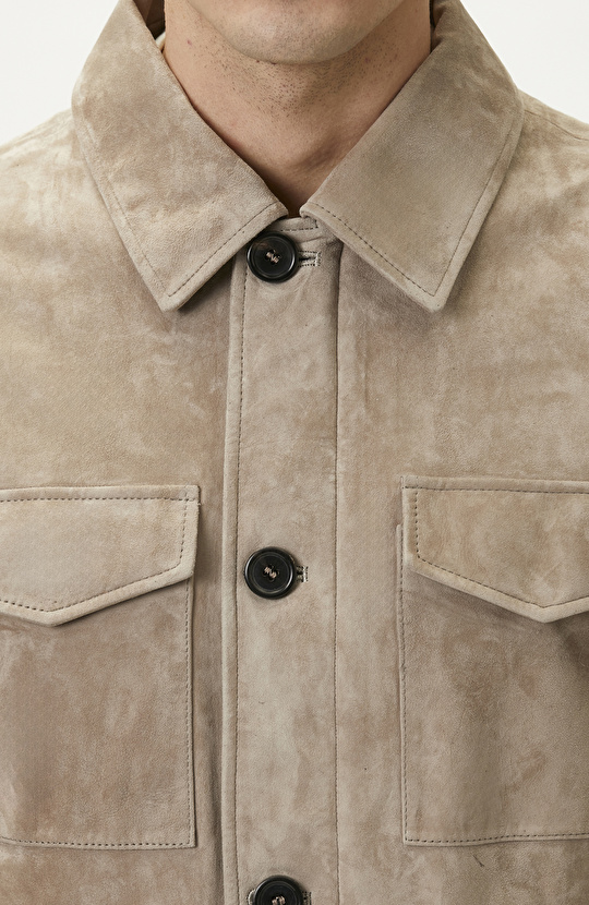 Limited Vizon Süet Deri Coat Ceket