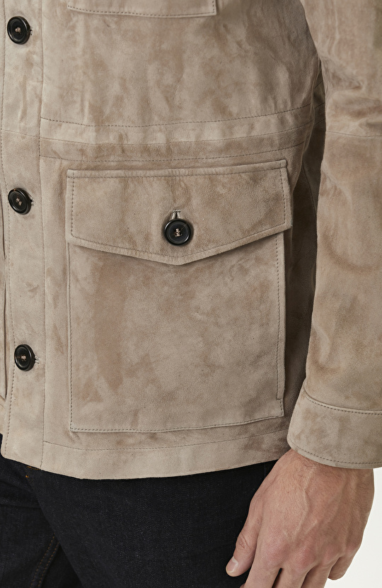 Limited Vizon Süet Deri Coat Ceket