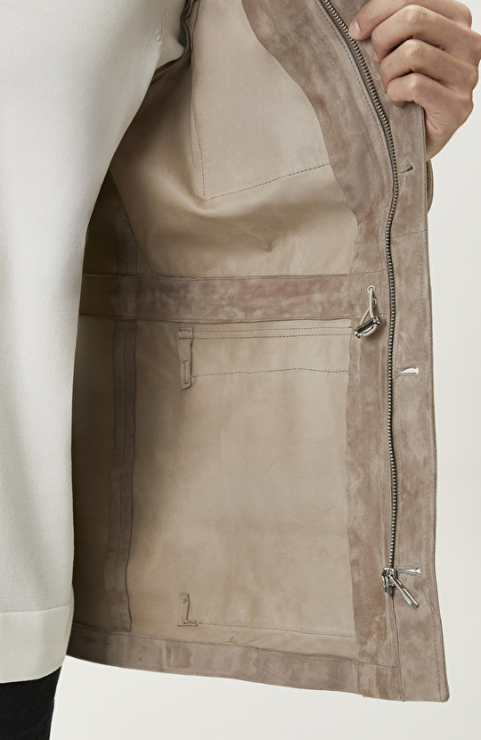 Limited Vizon Süet Deri Coat Ceket