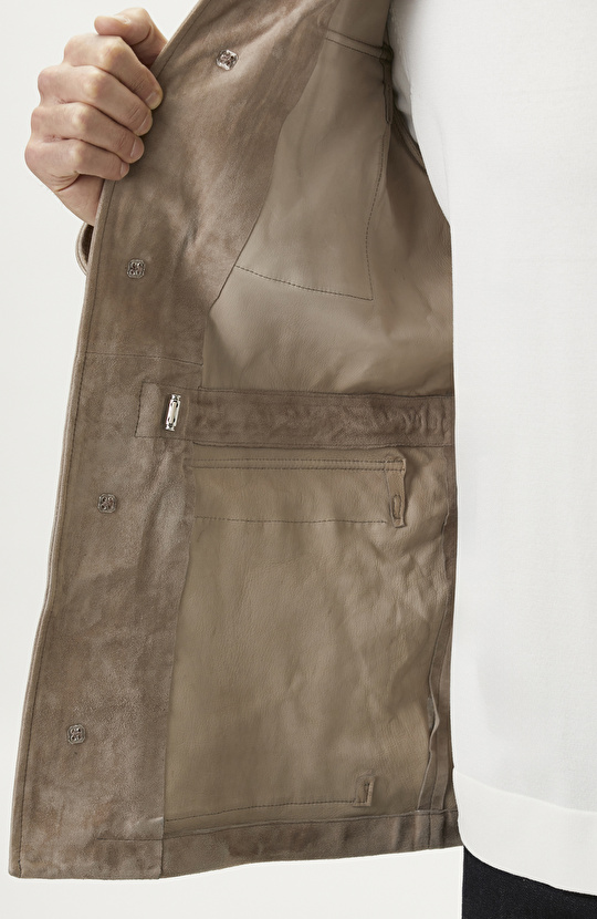 Limited Vizon Süet Deri Coat Ceket