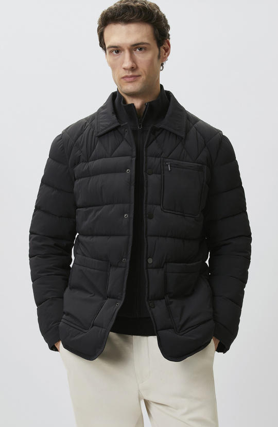 Siyah Triko Çıkma Mostralı Coat Ceket