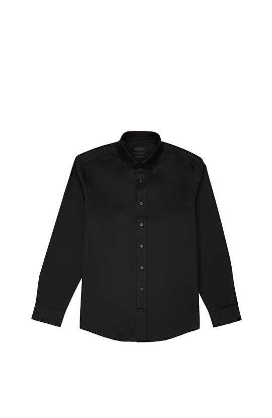 Non-Iron Siyah Saten Gömlek