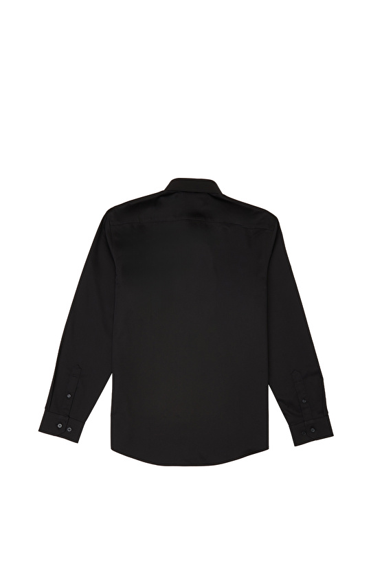 Non-Iron Siyah Saten Gömlek