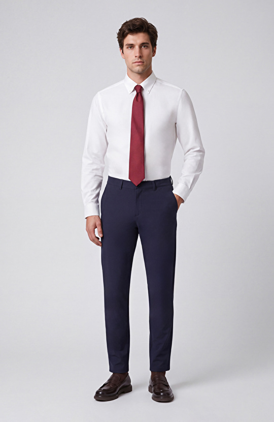 Non-Iron Beyaz Düğmeli Yaka Oxford Gömlek