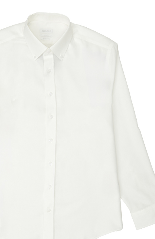 Non-Iron Beyaz Düğmeli Yaka Oxford Gömlek