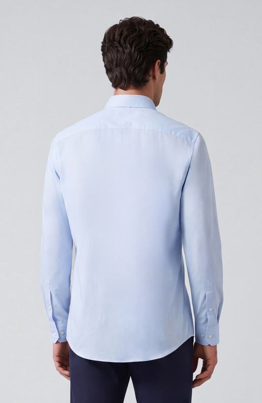 Non-Iron Mavi Düğmeli Yaka Oxford Gömlek