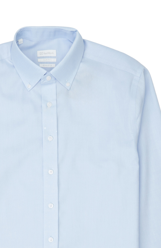 Non-Iron Mavi Düğmeli Yaka Oxford Gömlek