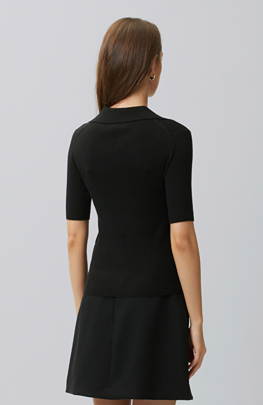 Black Polo Basic Wool Blend Knitwear Sweater