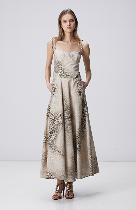 Limited Light Beige Print Dress