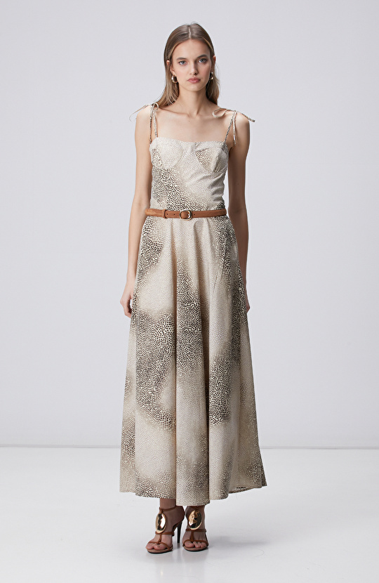 Limited Light Beige Print Dress