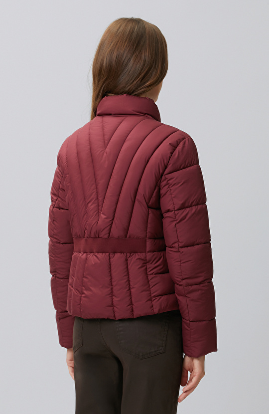 Bordo Dik Yaka Mont