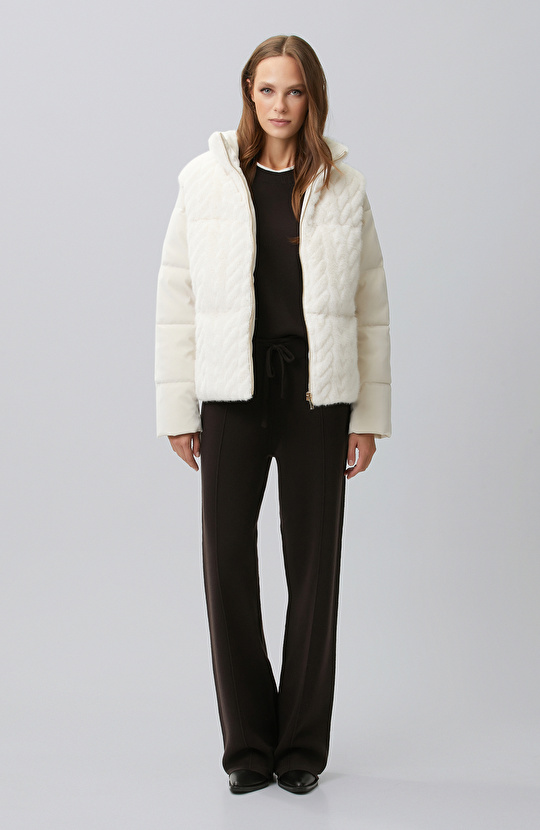Off White Faux Fur Coat