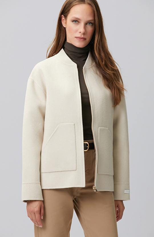 Stone Unlined Wool Blend Coat