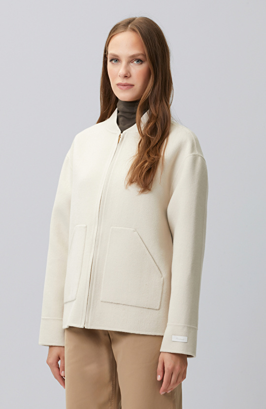 Stone Unlined Wool Blend Coat