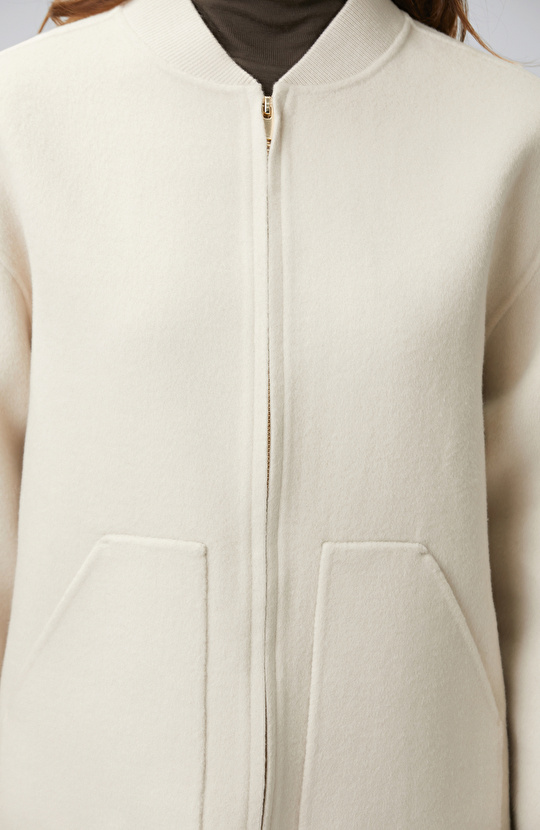 Stone Unlined Wool Blend Coat