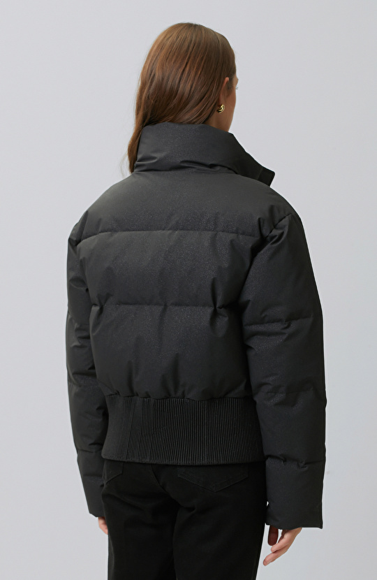 Siyah Simli Puffer Mont