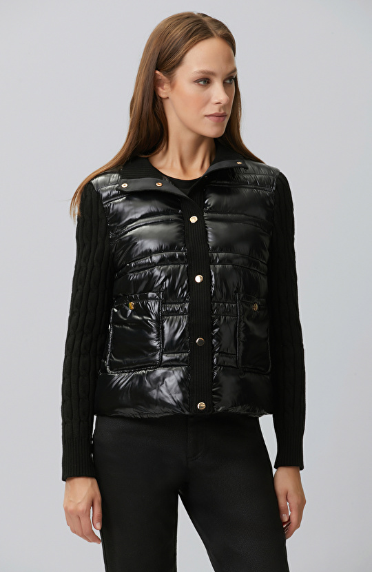 Black Sleeves Knitwear Coat