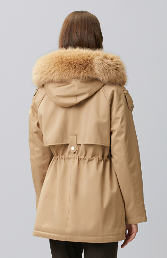 Beige Hooded Coat