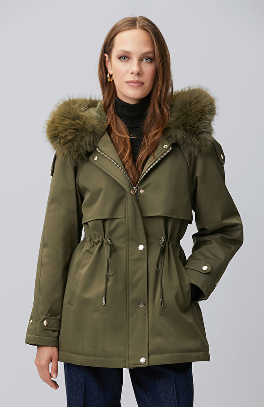 Khaki Hooded Coat
